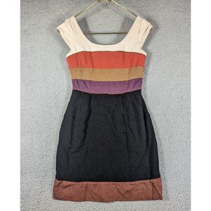 BCBGMaxazria Dress Womens Size 2 Orange Black Colorblock Stripe Mini Dress